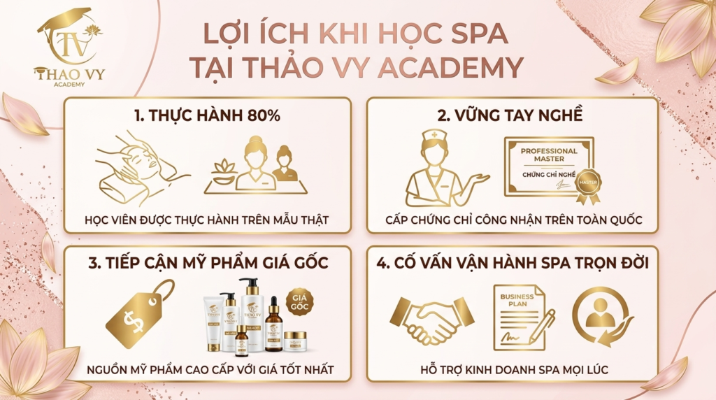 Lợi ích khóa học Spa trọn gói tại Thảo Vy Academy dành cho người muốn học nghề Spa.