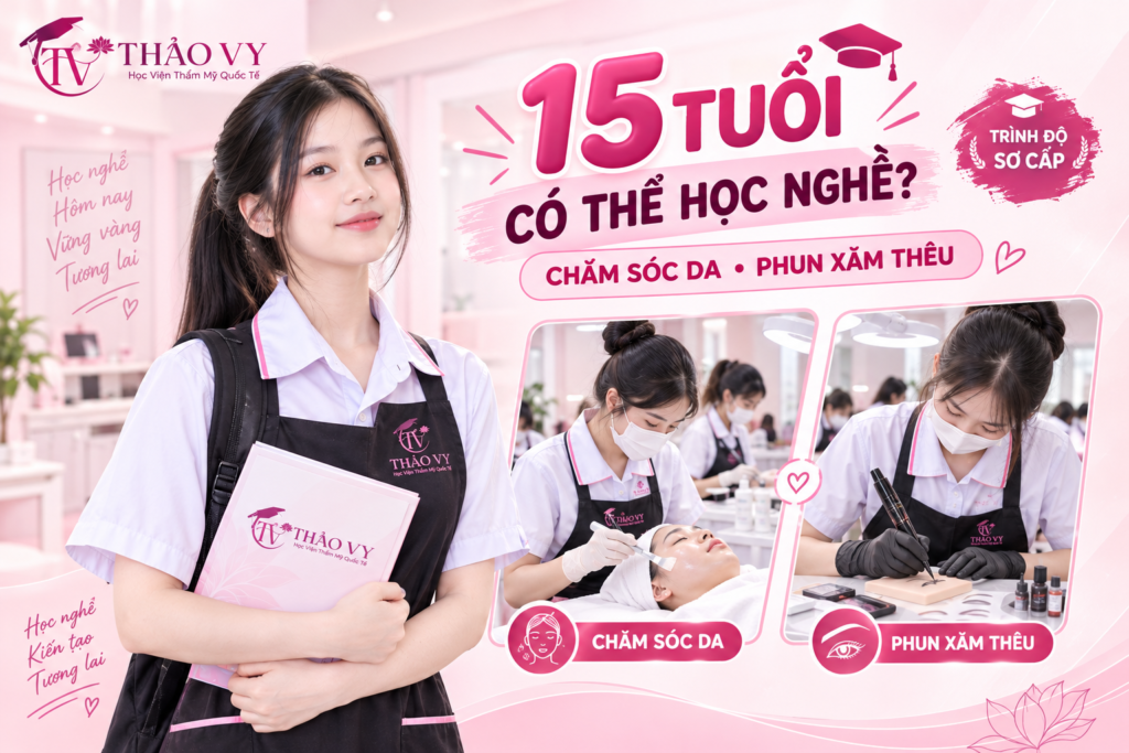 Học nghề chăm sóc da và phun xăm thêu từ 15 tuổi